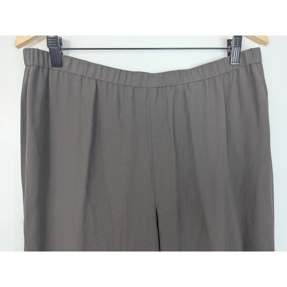 NWT Eileen Fisher Silk Georgette Crepe Crop Straight Leg Pant in Cobblestone - Picture 4 of 8
